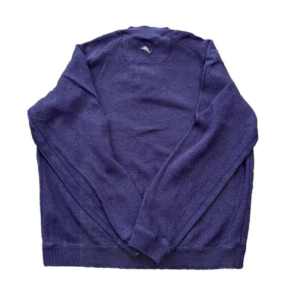 Tommy Bahama Men’s 1/4 Zip Sweater Large Reversible Cotton Purple Gray Mock Neck - Picture 9 of 9